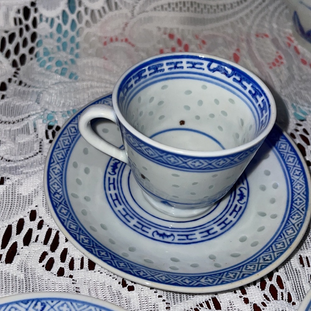 Vintage 17 Pc Chinese Rice Grain Tea Set! - Picture 11 of 11